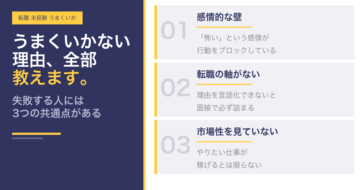 未経験の転職がうまくいかない理由とは？失敗する人の特徴と対策