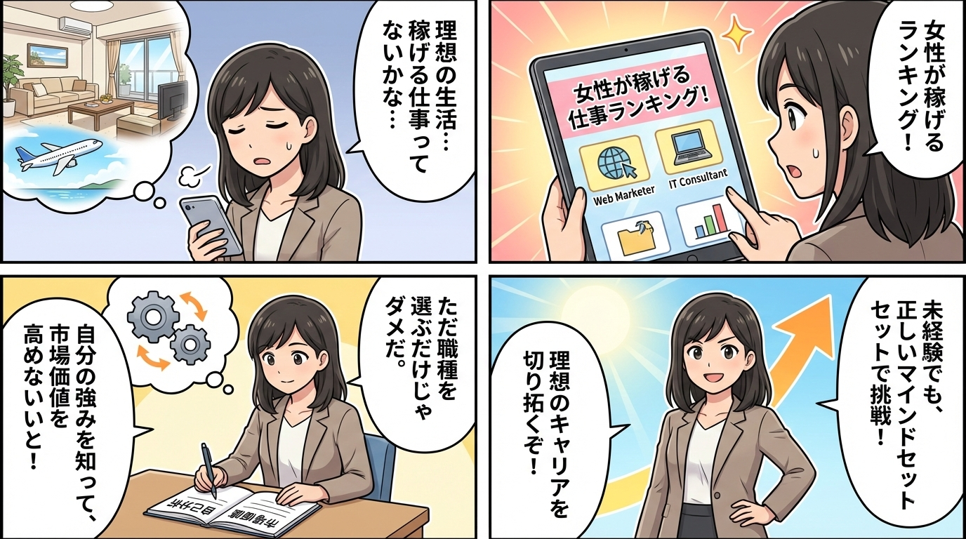 女性が稼げる仕事ランキングTOP10！未経験から高収入を実現するステップを具体的に解説