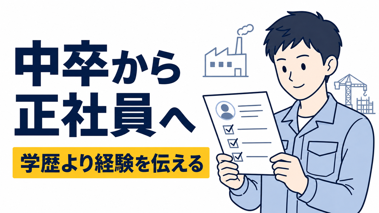 中卒から正社員に転職する方法｜学歴に自信がなくても採用されやすい仕事を紹介