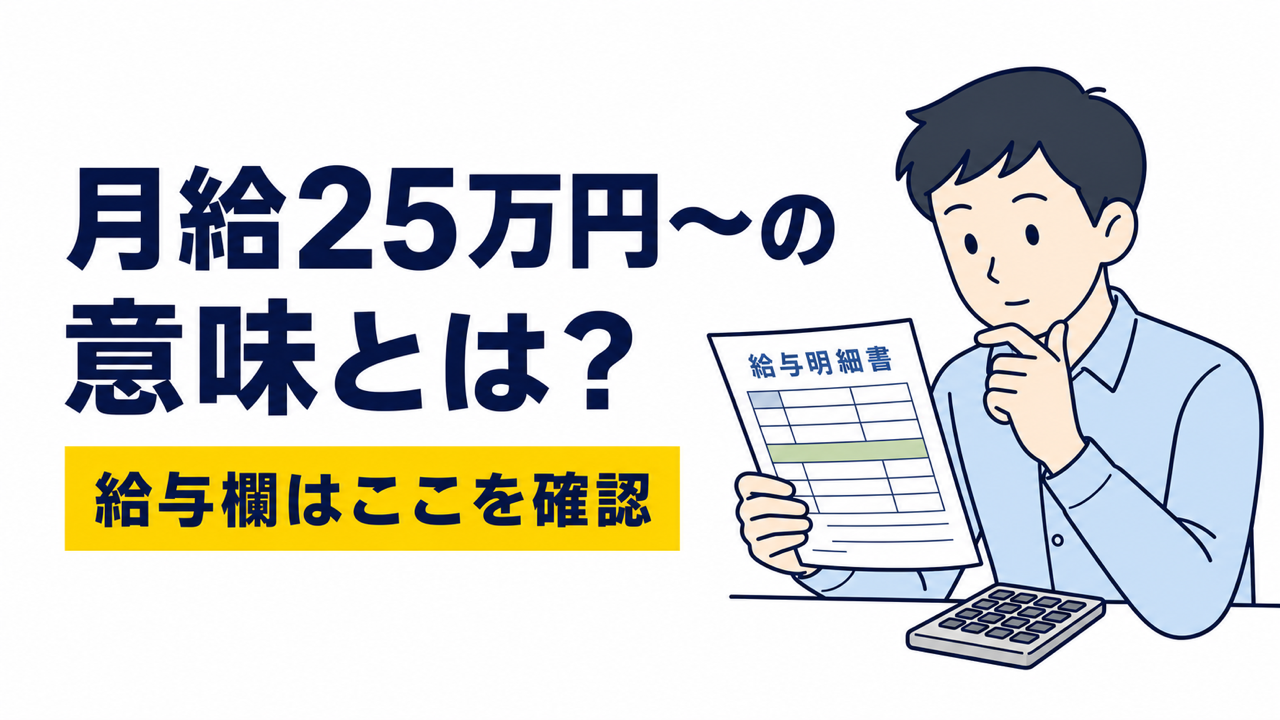 「月給25万円〜」は25万円もらえる？求人票の給与欄の見方